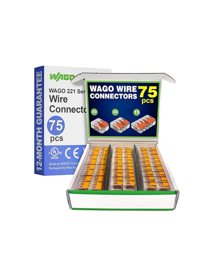WAGO 221 Series 75pc Assortment with Case Includes (30x 221-412), (30x 221-413), (15x 221-415)