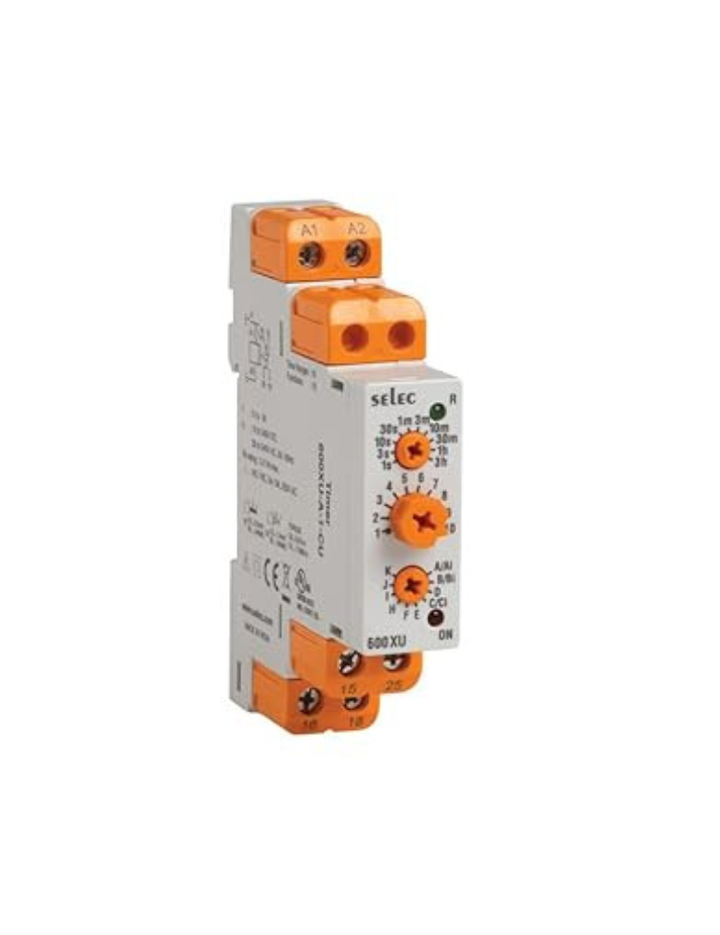 Analog Timer, DIN Rail Mount 17.5mm, 10 time ranges, Slim Timer - Selec 600XU