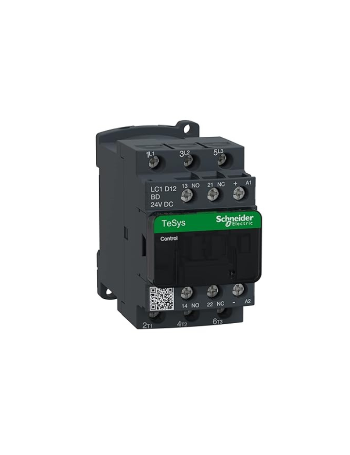 Schneider Electric LC1D12BD Contactor, 12A, 3P, 600V, Coil: 24VDC by Schneider Electric