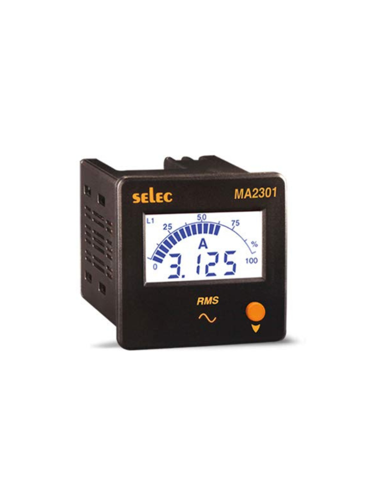 Selec MA2301-230V-CE LCD AMMETERS, 72 x 72 mm