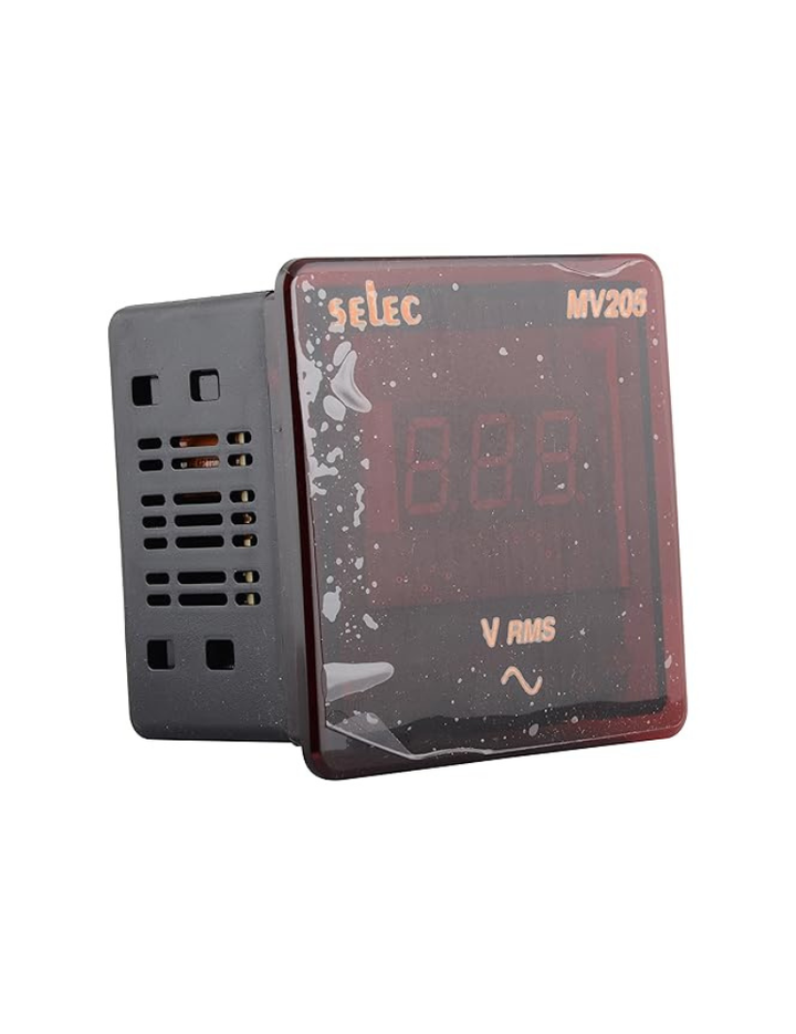 Selec MV 205 Digital Voltmeter (Black, 50 x 72 x 72 mm)