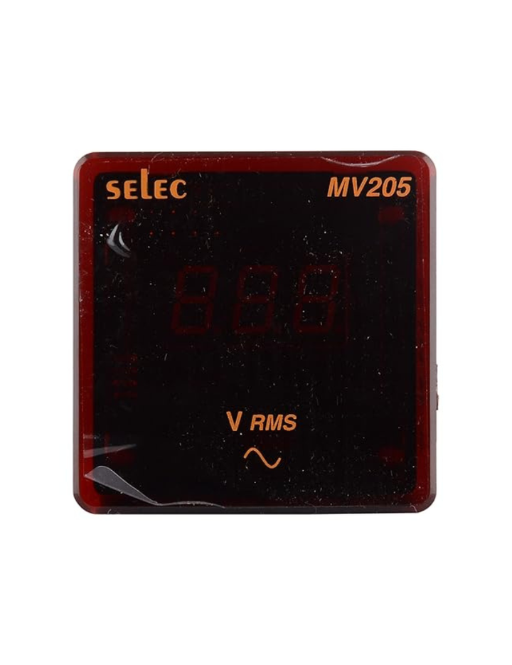 Selec MV 205 Digital Voltmeter (Black, 50 x 72 x 72 mm)