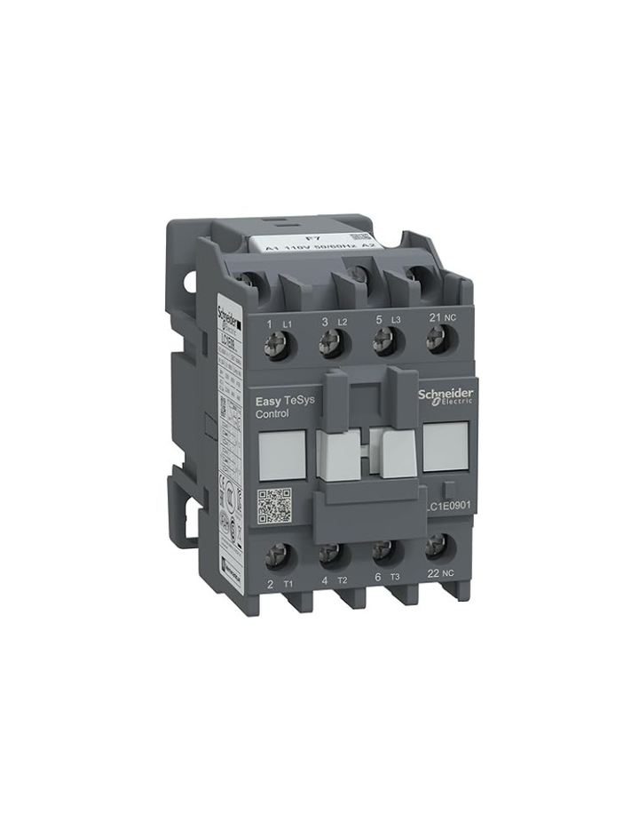 Schneider Electric EasyPact TVS contactor for motor control, resistive load with poles composition 3P (3 NO), <= 440 V 9A - 24 V AC coil-LC1E0901B7