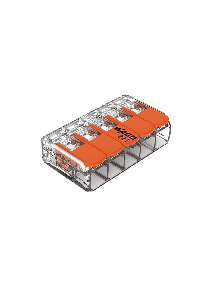 WAGO 221-615 Lever-Nuts - 5-Conductor Compact Splicing Connectors for 10 AWG (Box of 25)