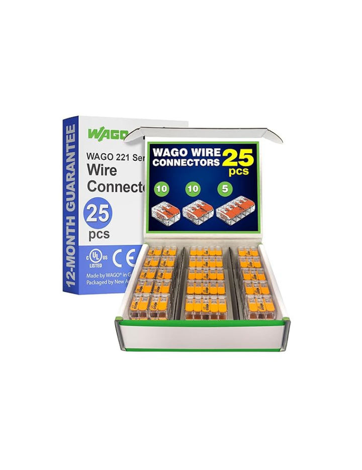 WAGO Wire Connectors 221 Series 25pc Includes (10x 221-412) (10x 221-413) (5X 221-415)