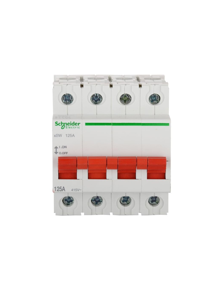 Schneider Polycarbonate Acti 9 125-Ampere 4-Pole MCB Isolator, White