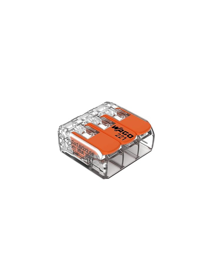 WAGO 221-613 Lever-Nuts - 3-Conductor Compact Splicing Connectors for 10 AWG (Box of 50)