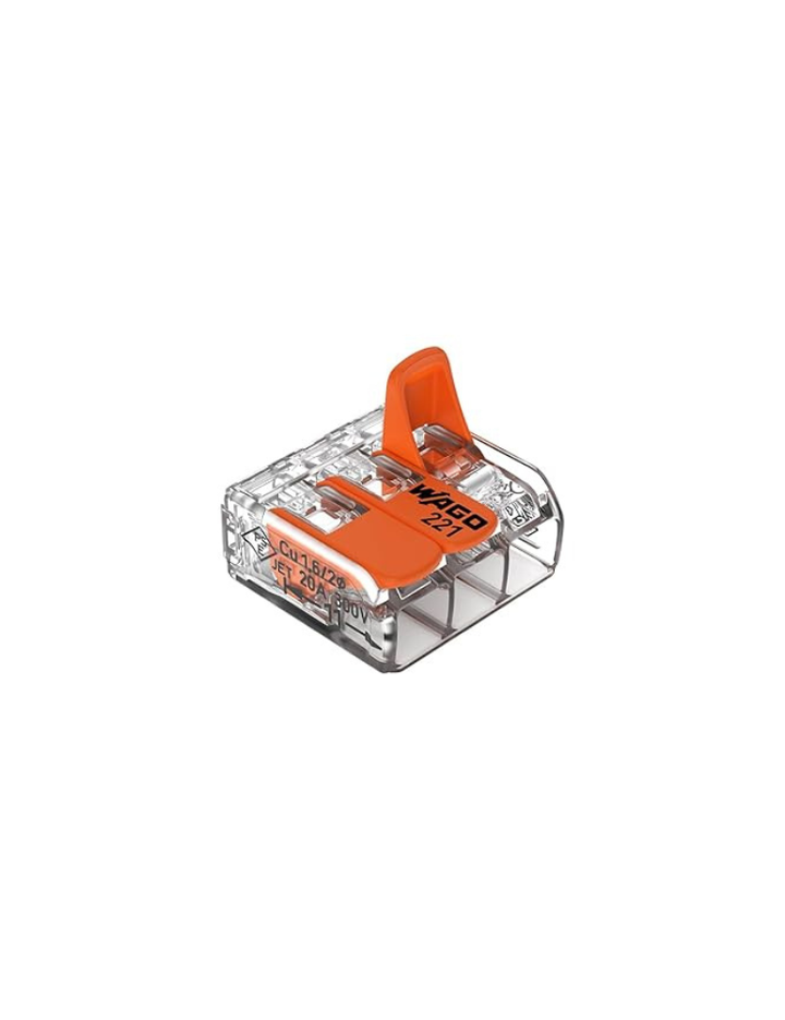 WAGO 221-413 | 3-Conductor Compact Splicing Connector, Pack of 50