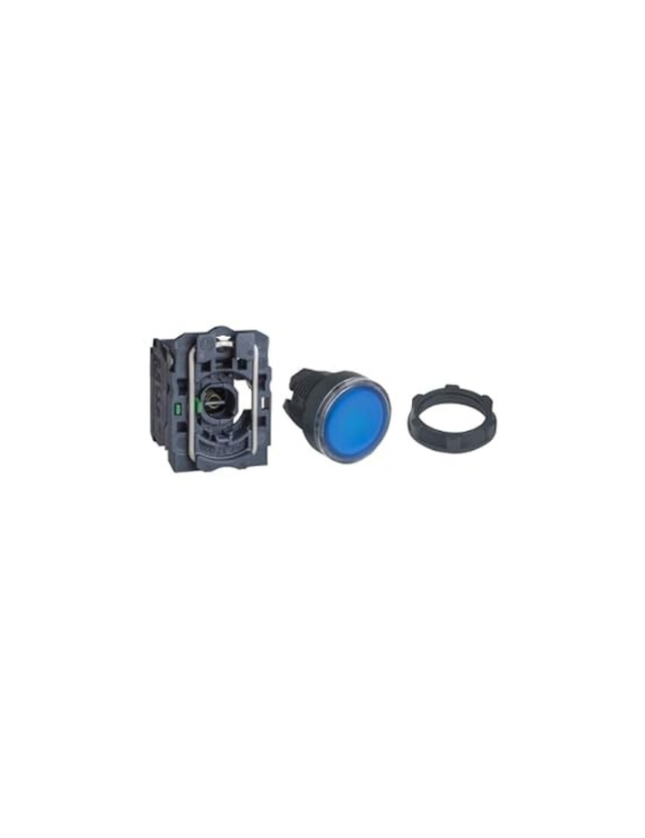 Schneider Electric, illuminated pushbutton, Harmony XB5N/XB7N, plastic, flush, blue, 22mm, spring return, 230V AC, 1 NO, XB5AW36M1N