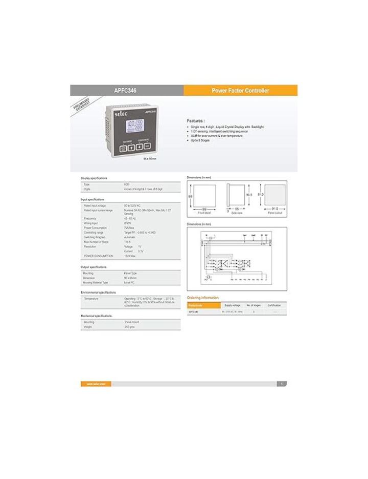Selec LCD Automatic Power Factor Controller [ APFC 346 ]