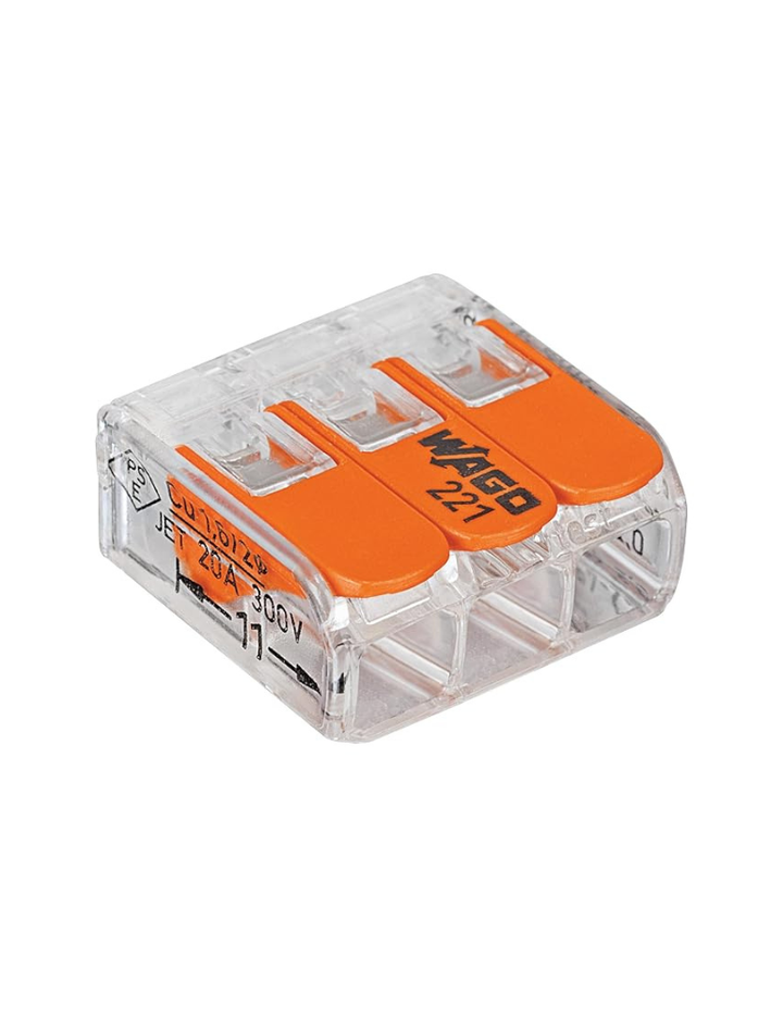 WAGO 221-413/Ve00-2500 221 Series 3 Conductor Awg 24 – 12 Transparent Body Connector W/Levers - 50 Item(S)