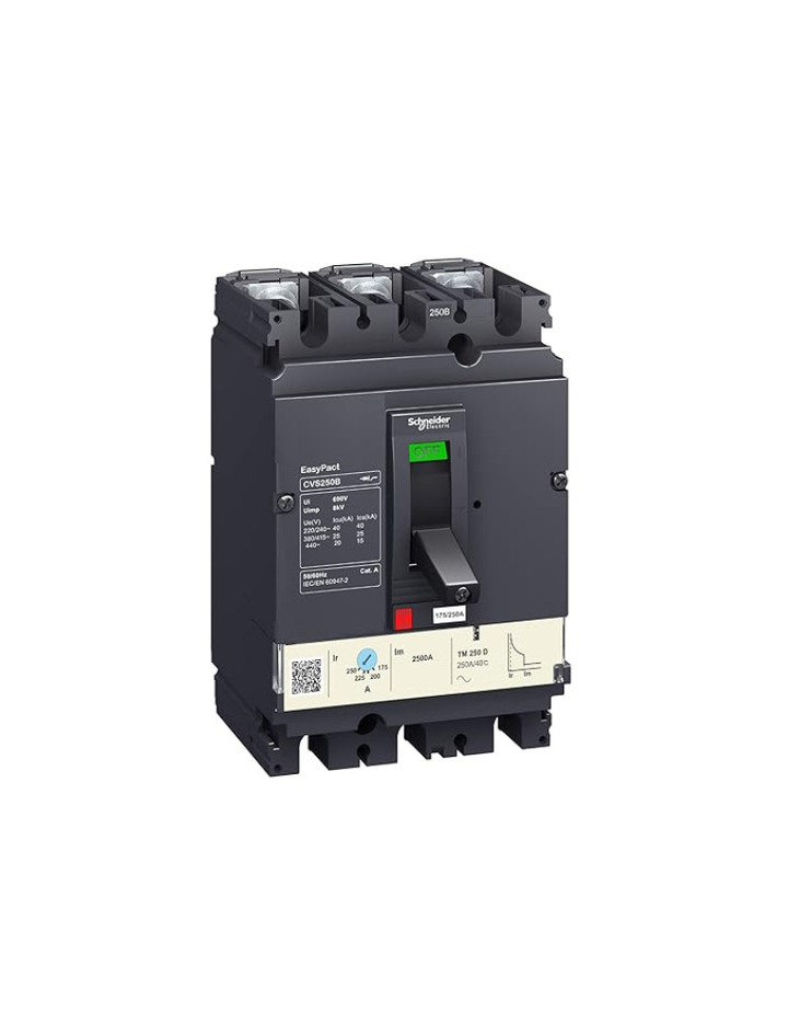 Schneider Electric EasyPact CVS250B Circuit Breaker, 25 kA at 415 VAC, 3P 3D, TM-D 250 A Trip Unit, (LV525303)