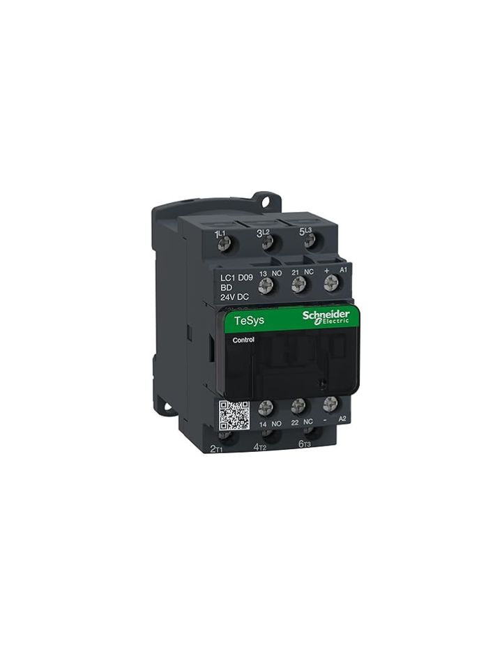 Schneider Electric LC1D09BD 3P CONT 9A AC3 4KW 1NO 1NC 24VDC COIL, Multi-Coloured