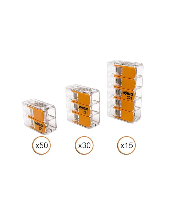 WAGO 221-61x LEVER-NUTS 10AWG 95pc Compact Wire Connector Assortment