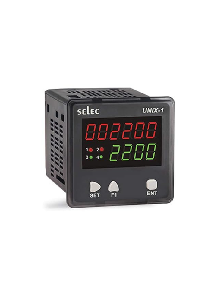 Selec UNIX-1 PLC, 6 + 4 LED, HMI, DI (3+1) + 4DO + 3AI (TC/RTD, 0-20mA, 0-10V)