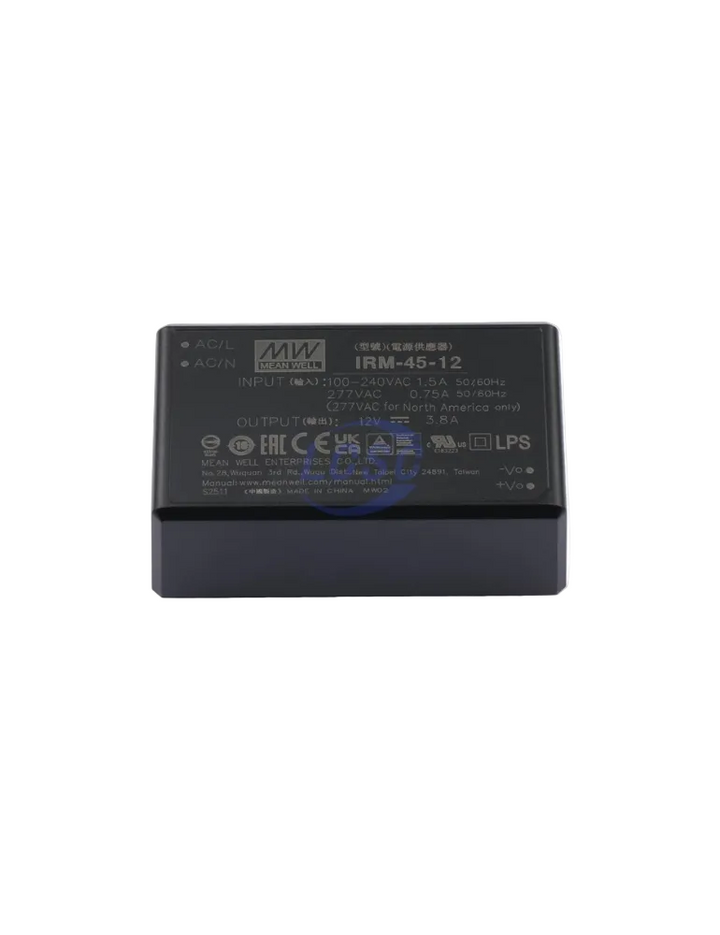 MEAN WELL IRM-45-12 12V 3.8A 45W Single Output AC-DC Encapsulated Power Supply PCB mounting Style