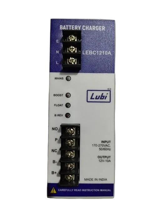 LUBI LEBC1210A12V 10A Battery Charger, 170-270VAC Input, Boost/Float Mode, Battery Charger for DG Set Application,Made in India