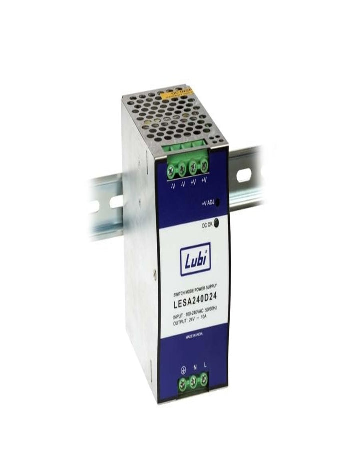 Lubi LESA240D24 SMPS, 24 Volt DC 10 Amp Dinrail Mount Power Supply, Made in India