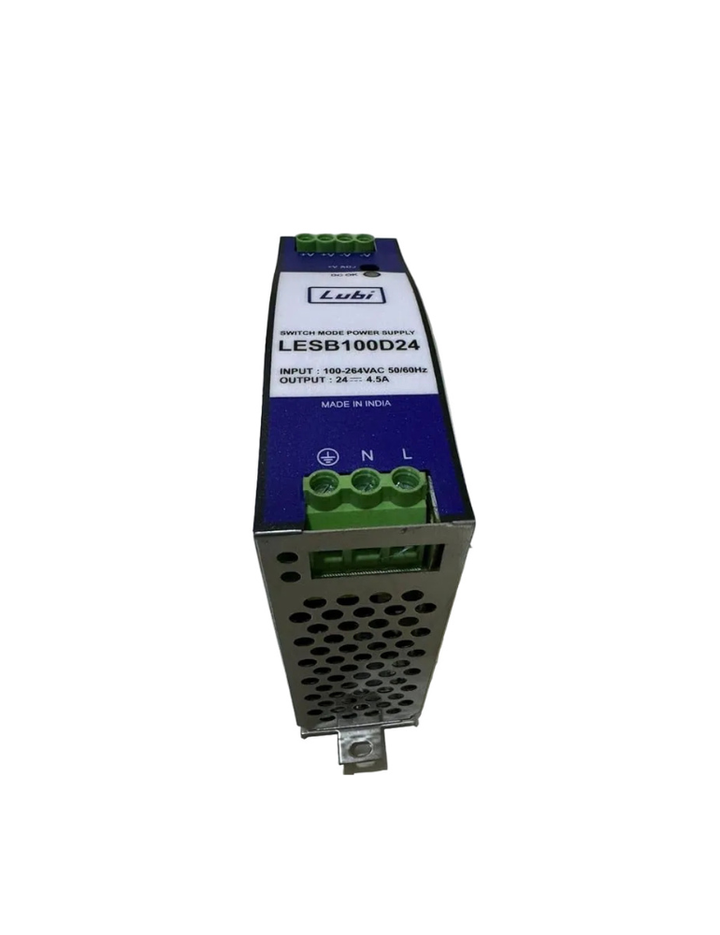 LUBI SMPS LESB100D24, 24V 4.5A Din Rail Mount Power Supply, Slim Metal Body
