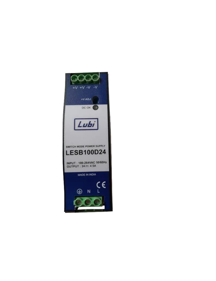 LUBI SMPS LESB100D24, 24V 4.5A Din Rail Mount Power Supply, Slim Metal Body