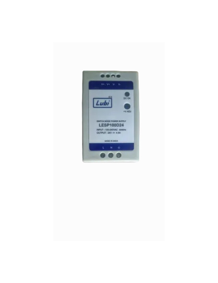 LUBI LESP100D24 Switch Mode Power Supply, 24V, 4.5A Output,Slim Plastic Body Din Rail Mount,100-240VAC Input, Made in India