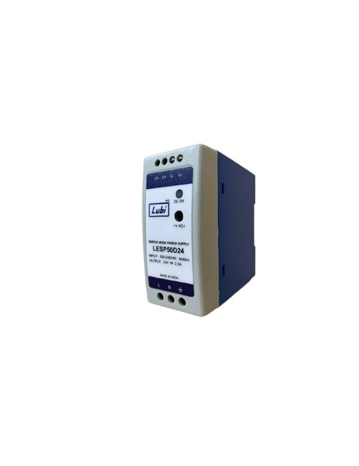 LUBI LESP50D24 Power Supply, 24V 2.2A Din Rail Mount SMPS, Slim Design Plastic Body