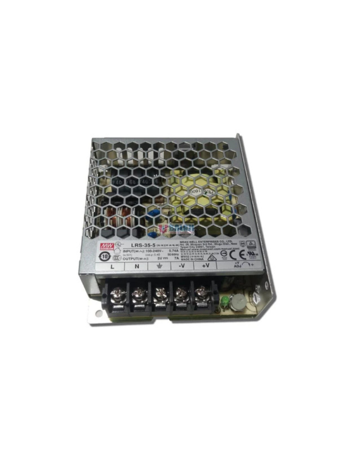 MeanWell Mean Well LRS-35-5 Switching Power Supplies 35W 5V 7A Adj Output, Free air, Enclosed, Input: 85~264 VAC, 120~370 VDC