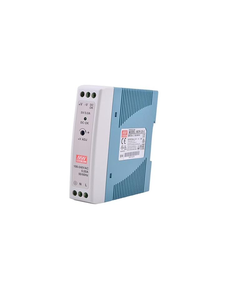 Mean Well MDR-20-5 DIN Rail Power Supply 20W 5V 3A Constant Current Low No-Load Loss