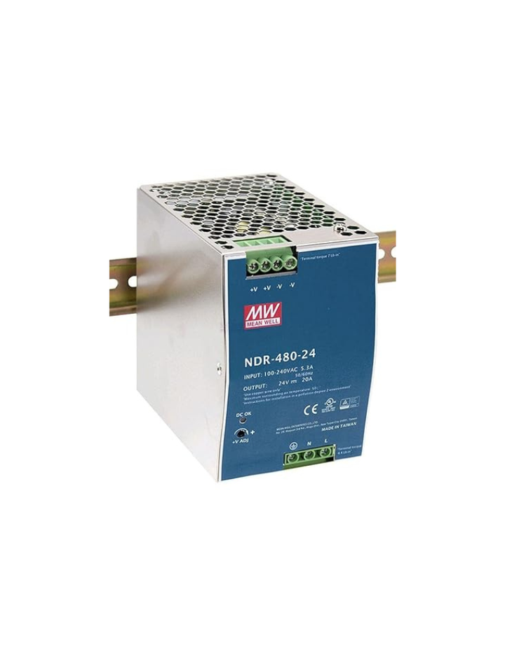 MEAN WELL NDR-480-24 NDR-480 Series 480 W Single Output 24 V PFC DIN Rail Power Supply - 1 item(s)