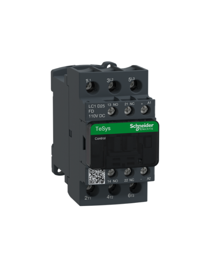 Schneider Electric TeSys D contactor 25 AMP 3 Pole (3 NO) standard coil (black, Pack of 1) LC1D25FD MCB