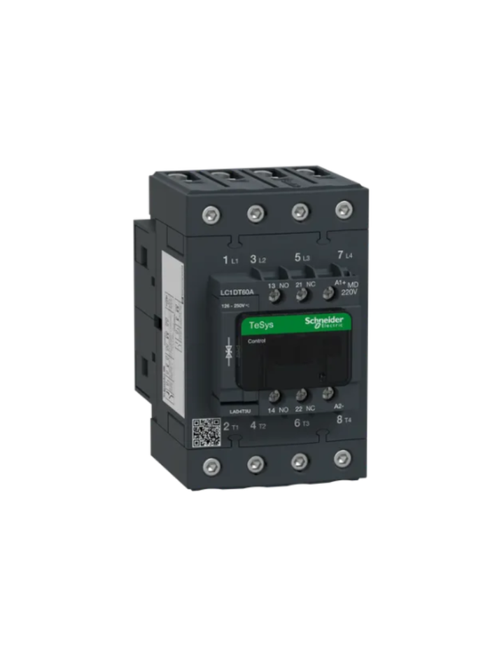 Schneider Electric TeSys D contactor 60 AMP 4 Pole (4 NO) standard coil (black, Pack of 1) LC1DT60AMD MCB