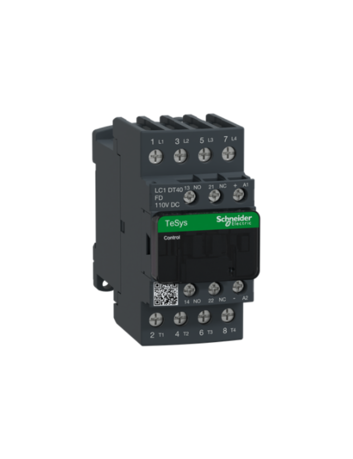Schneider Electric D contactor 32 AMP 4 Pole (4 NO) standard coil (black, Pack of 1) LC1DT32FD MCB