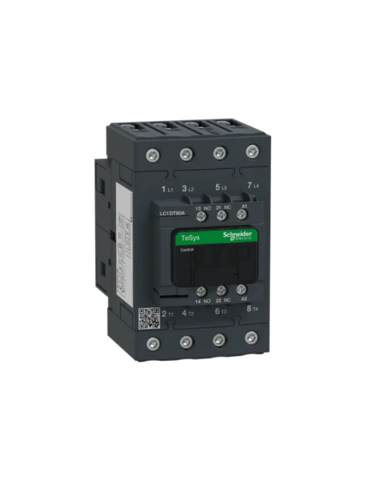 Schneider Electric TeSys D contactor 80 AMP 4 Pole (4 NO) standard coil (black, Pack of 1) LC1DT80AF7 MCB
