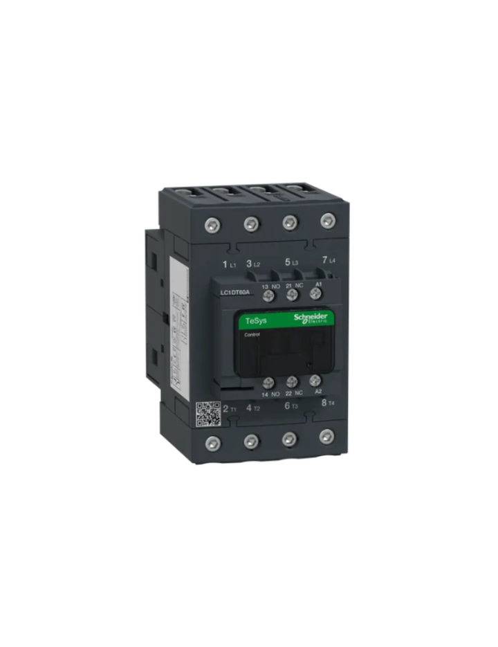 Schneider Electric TeSys D contactor 60 AMP 4 Pole (4 NO) standard coil (black, Pack of 1) LC1DT60AF7 MCB