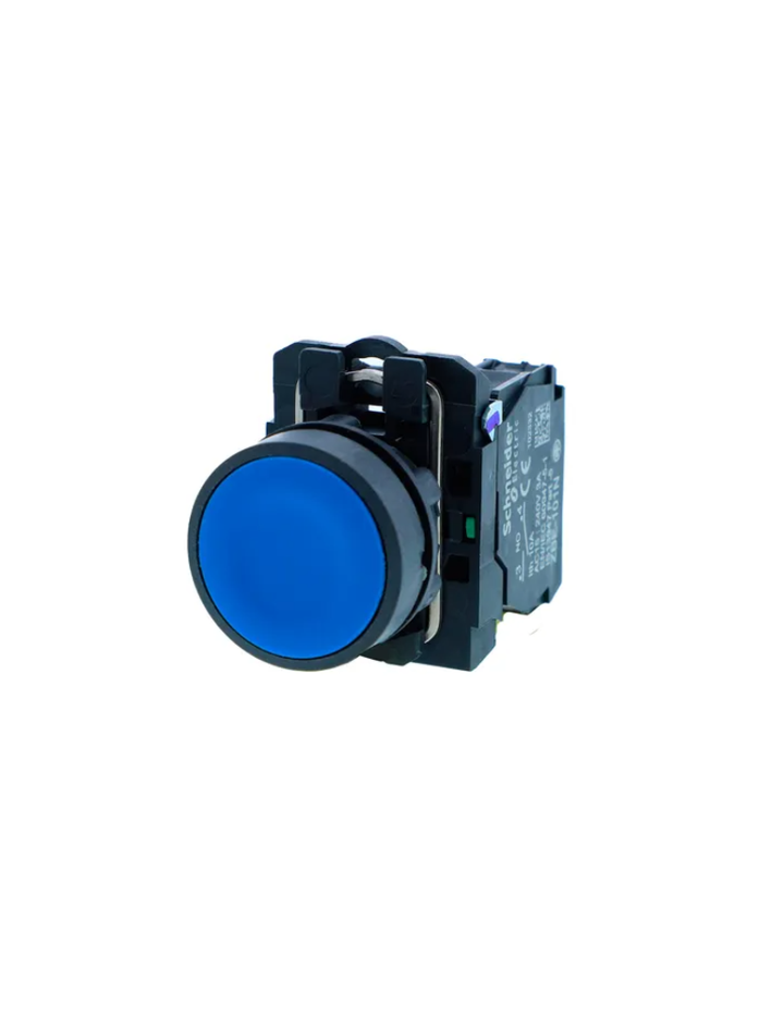 Push button, Harmony XB5N XB7N, plastic, flush, blue, 22mm, spring return, unmarked, 1 NO