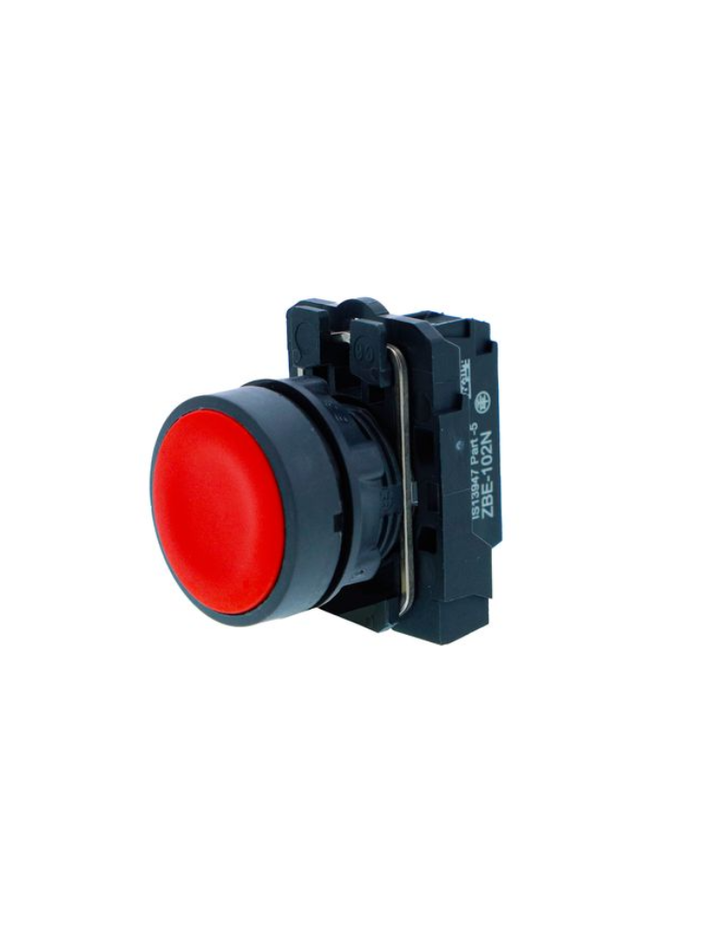 Push button, Harmony XB5N XB7N, plastic, projecting, red, 22mm, spring return, unmarked, 1 NC