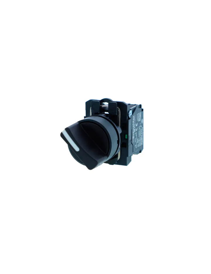 Selector switch, Harmony XB5N XB7N, plastic, black, 22mm, short handle, 3 position, spring return right to middle, 2 NO
