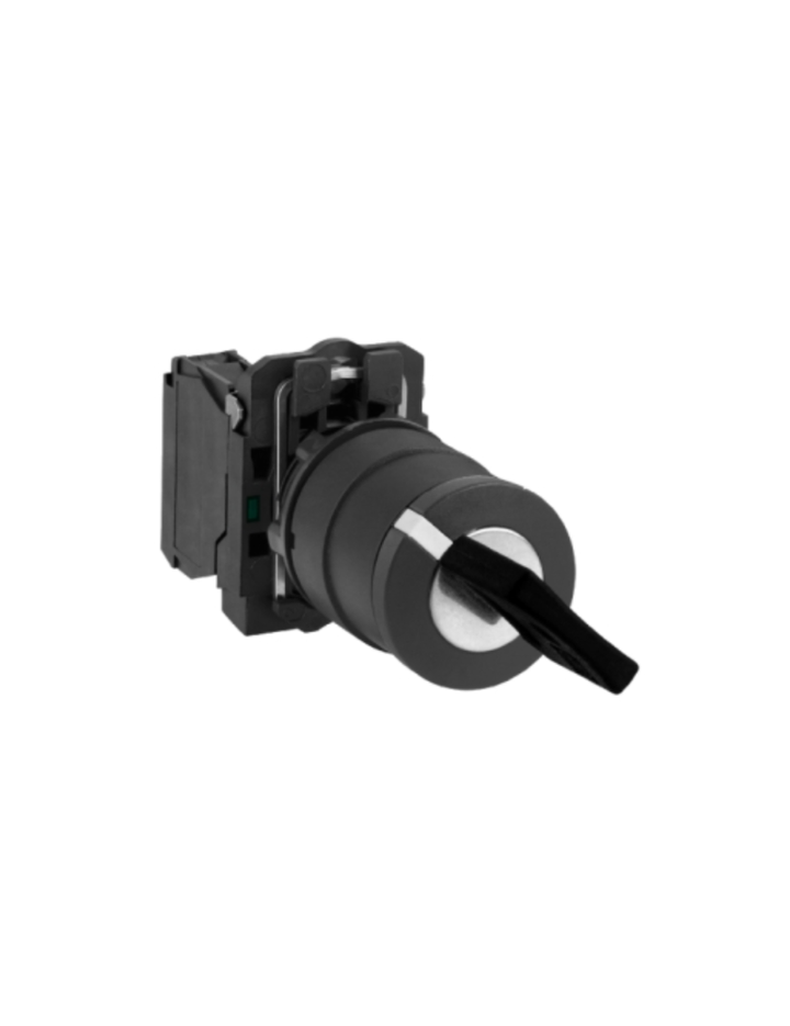 Key selector switch, Harmony XB5N XB7N, plastic, black, 22mm, short handle, 2 pos, spring return to left,left key,1 NO
