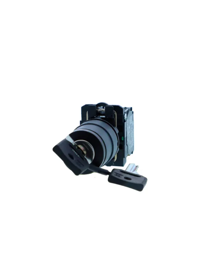 Key selector switch, Harmony XB5N XB7N, plastic, black, 22mm, short handle, 3 pos, stay put, 3 side key release, 2 NO