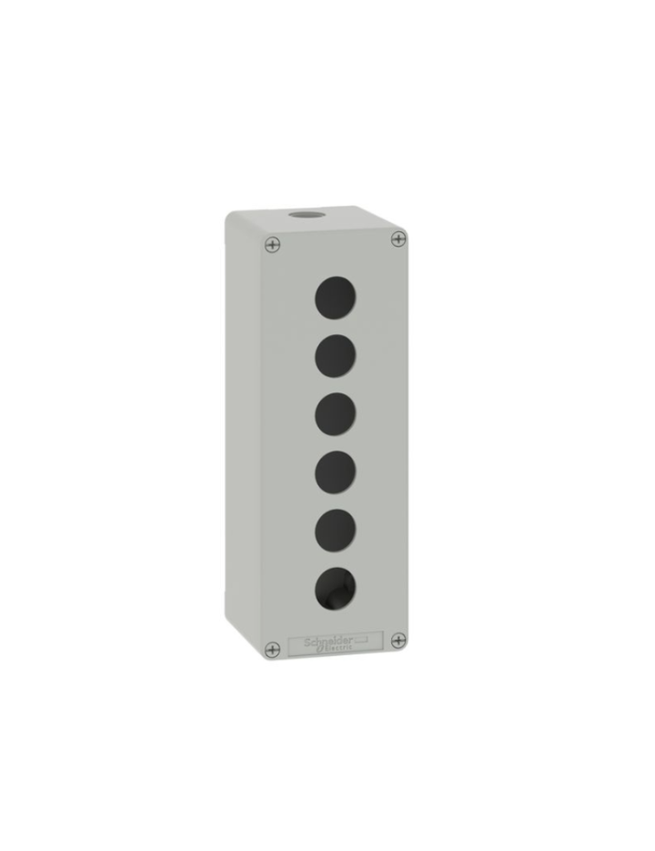 Harmony XAP, XB2 SL, Empty control station, zinc alloy, grey, M25, 6 cut-outs 22mm, 80 x 220 x 77