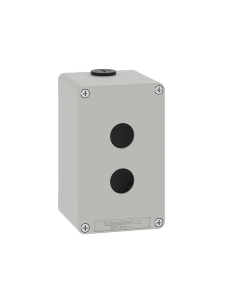 Die cast empty control station, Harmony XAP, XB2 SL, zinc alloy, grey, M20, 2 cut outs 22mm, 80x130x51,5mm, UL cULus