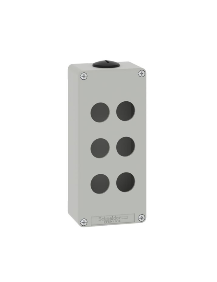 Die cast empty control station, Harmony XAP, XB2 SL, zinc alloy, grey, M25, 6 cut outs 22mm, 80x175x51,5mm