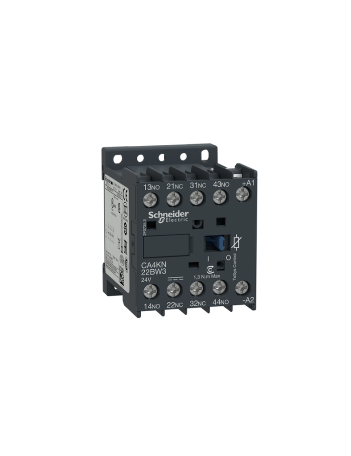 Control relay, TeSys K, 2 NO + 2 NC, lt or eq to 690V, 24VDC low consumption coil