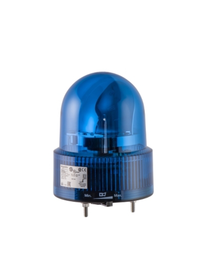 Prewired rotating mirror beacon, Harmony XVR, 120mm, blue, without buzzer, 24V AC/DC