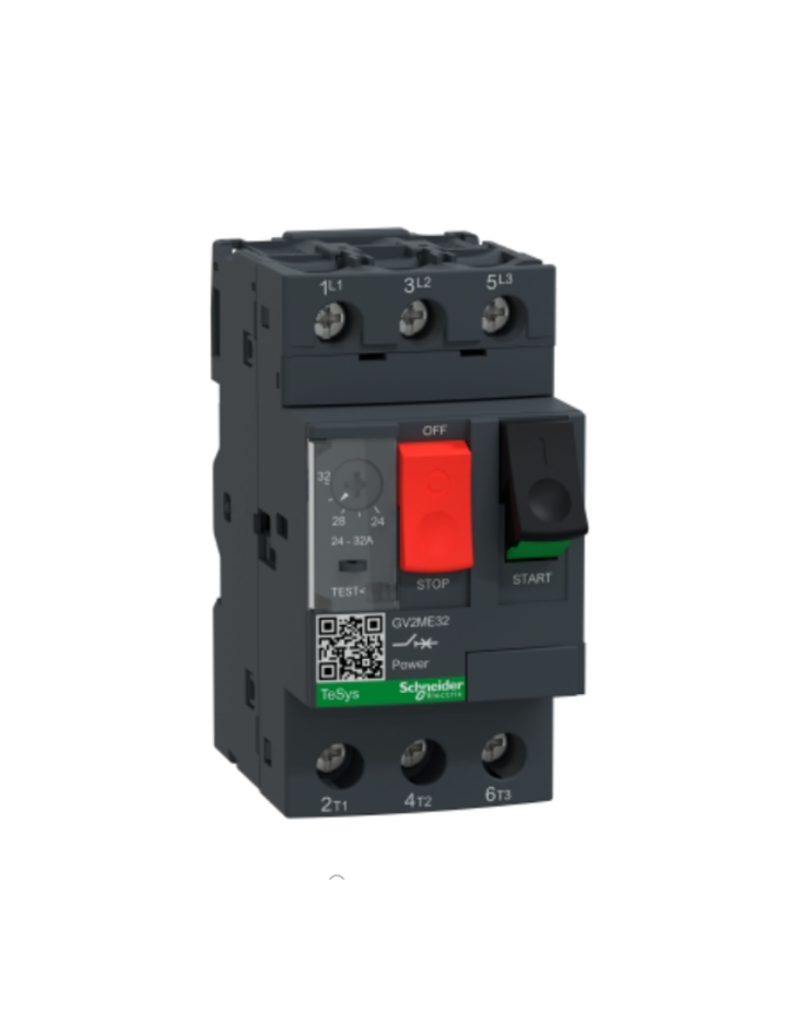 GV2ME;TeSys GV;motor circuit breaker;motor protection;thermal magnetic protection;high breaking capacity;pushbutton control;screw clamp terminals