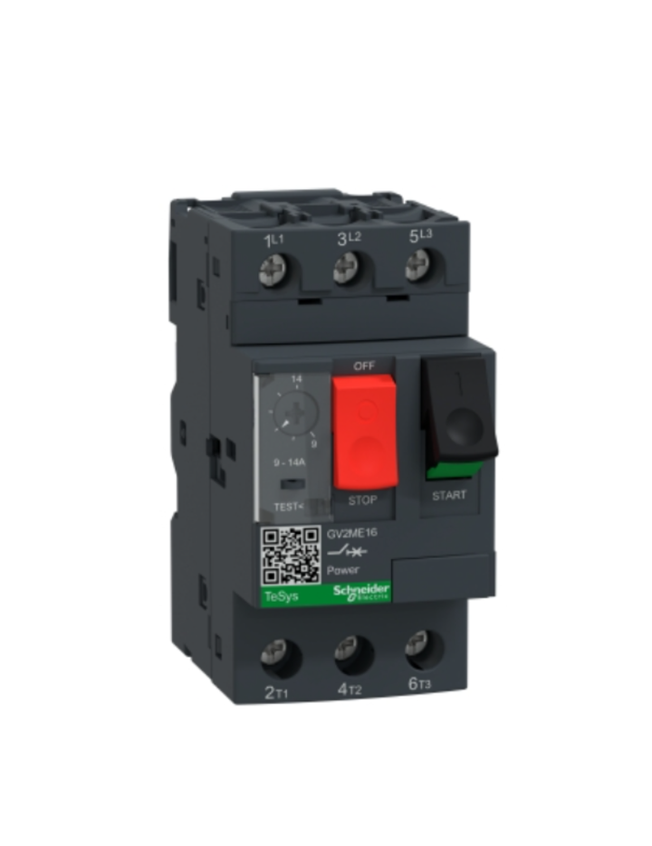 GV2ME;TeSys GV;motor circuit breaker;motor protection;thermal magnetic protection;high breaking capacity;pushbutton control;screw clamp terminals