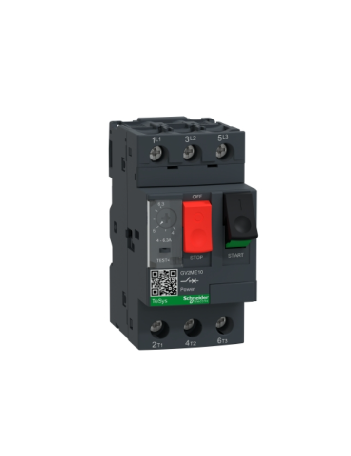 GV2ME;TeSys GV;motor circuit breaker;motor protection;thermal magnetic protection;high breaking capacity;pushbutton control;screw clamp terminals
