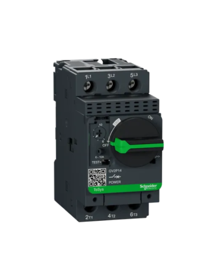 GV2P;TeSys GV;motor circuit breaker;motor protection;thermal magnetic protection;high breaking capacity;rotary handle;screw clamp terminals