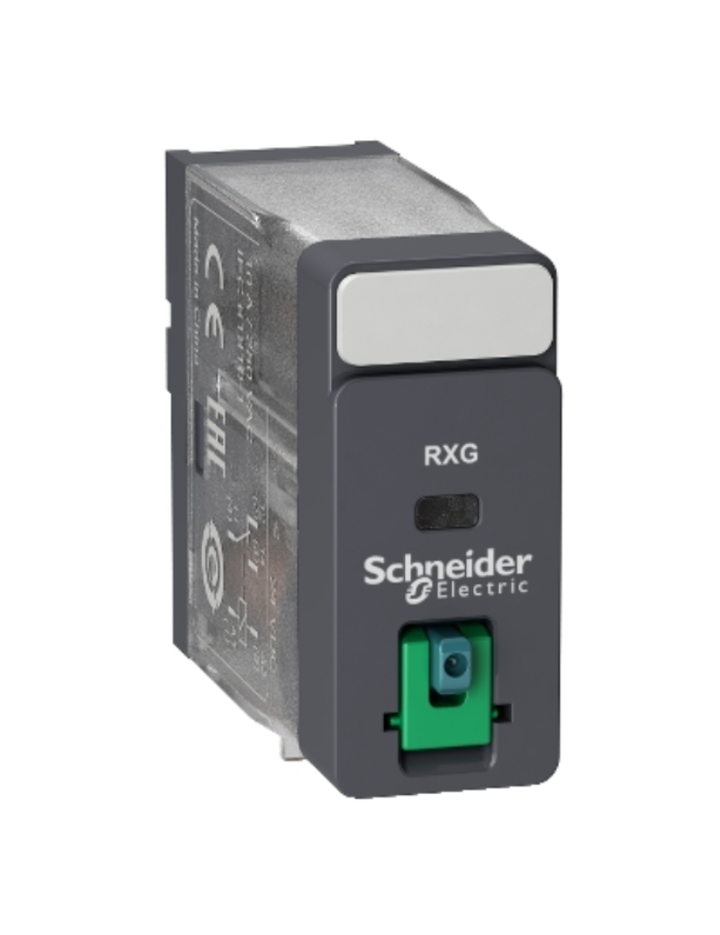 Schneider Electric RXG11BD Lockable test button, 10 A, 1 CO, 24 V DC, plug-in relay Power Plug