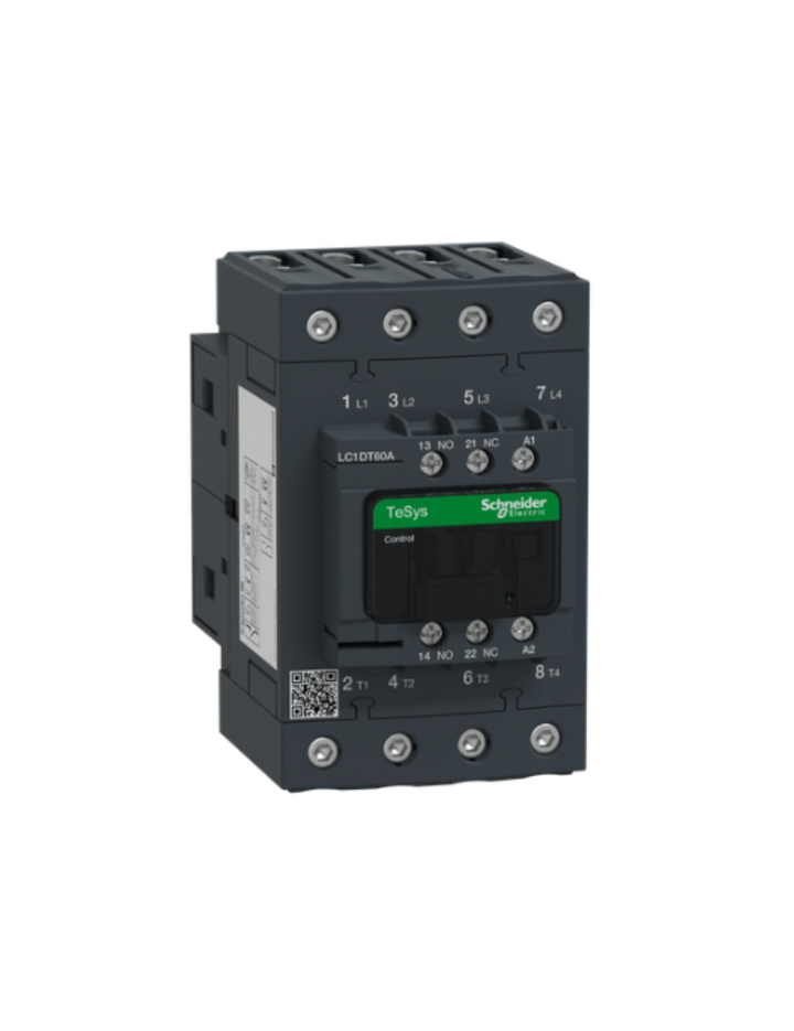 Schneider Electric TeSys D contactor 60 AMP 4 Pole (4 NO) standard coil (black, Pack of 1) LC1DT60AM7 MCB
